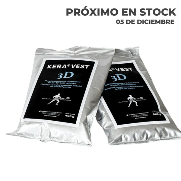KERA VEST 3D INVESTMENTO PARA RESINAS 3D, CAJA 20 X 400 GRS., 8 KGS.